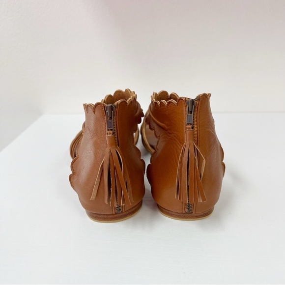 Bali Elf Handmade Leather Sandals Zip Back 9 Gladiator Scallop - Picture 7 of 7